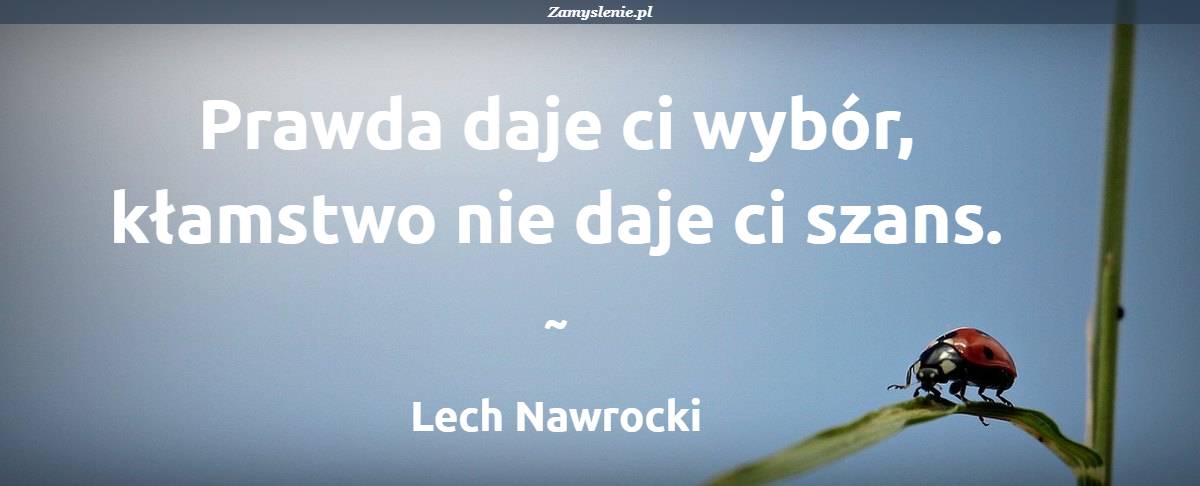 Obraz / mem do cytatu: Prawda daje ci wybór, kłamstwo nie daje ci szans.